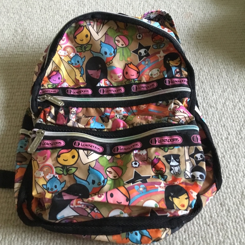 Leads ports Kids Multicolor Character Print Backpack with Pink Trim